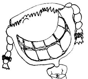 A sketch of a smiling girl
